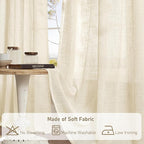 Semi Sheer Beige Linen Curtains 36 Inch Length - Image 8