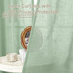 Sheer Linen Curtains 63 Inch for Bedroom, Light Filtering Neutral Semi Sheer - Image 6