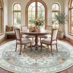 RELEANY Washable Area Rug, Round 8ft, Water Repellent, Pet Friendly, Vintage - Image 2