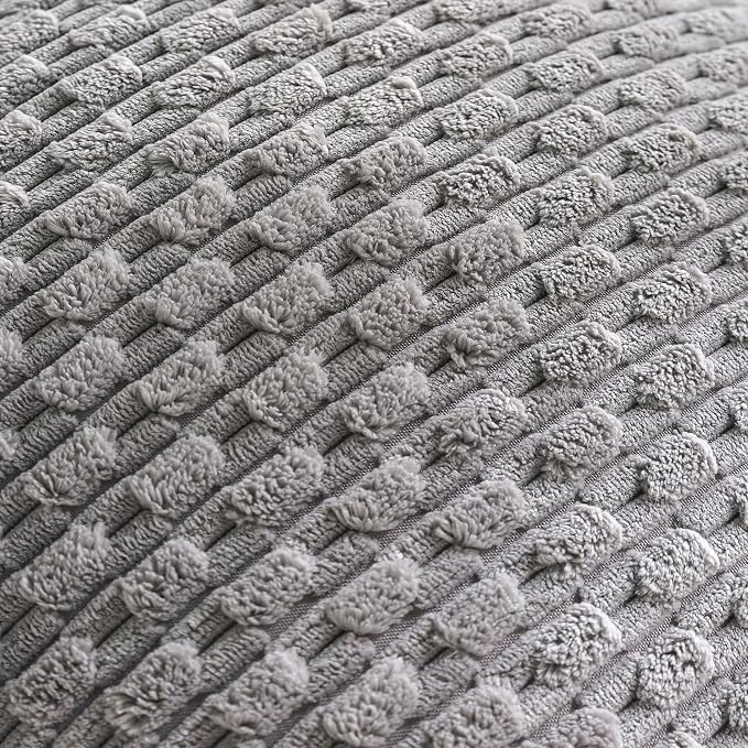 Set of 4 Grey Decorative Throw Pillow Covers 22x22 Inch Corduroy Pillow Covers - Image 5