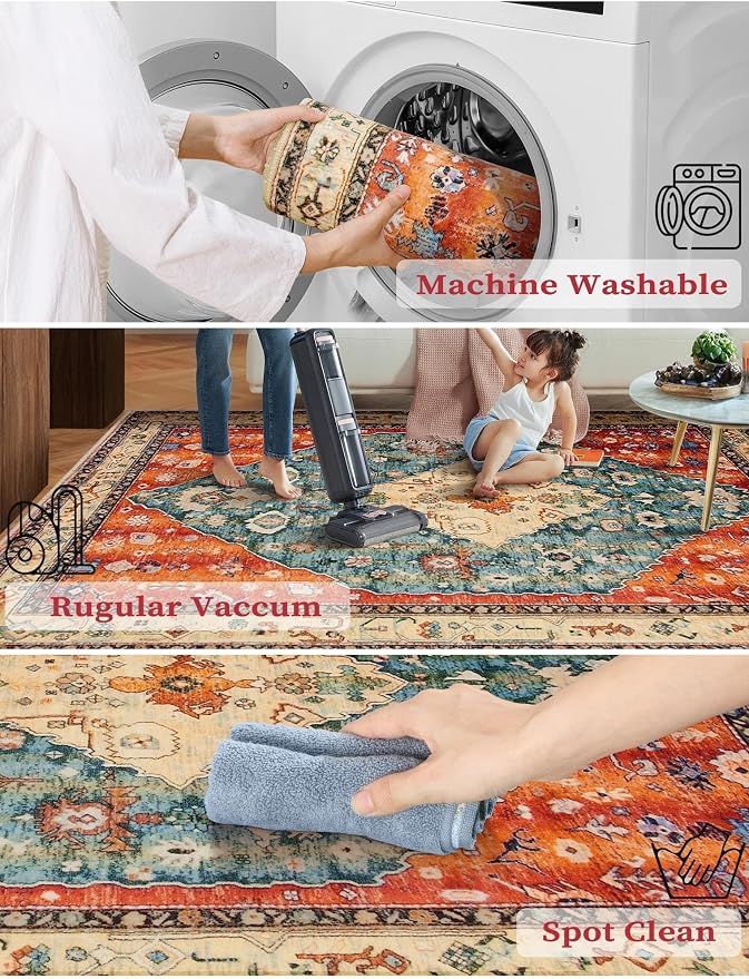 SERISSA 2'6"x8' Washable Non Slip Boho Runner Rug - Image 2