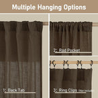 Linen Curtains 63 Inch Length 2 Panels - Image 3