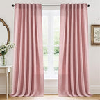 RYB HOME Farmhouse Boho Linen Sheer Curtains 90 inches Long by RYBHOME
