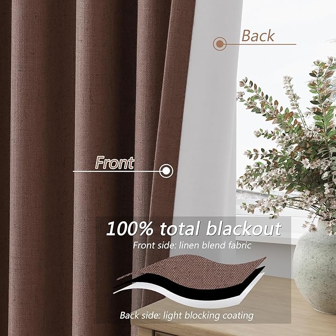 100% Blackout Curtains 90 Inch Length 2 Panels Set - Image 4