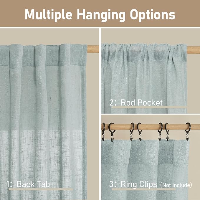 Faux Linen Curtains 63 inches Long - Image 3