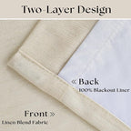 Cream Beige Linen Blackout Curtains Pinch Pleated 102 Inches Long | Memory Shape - Image 4