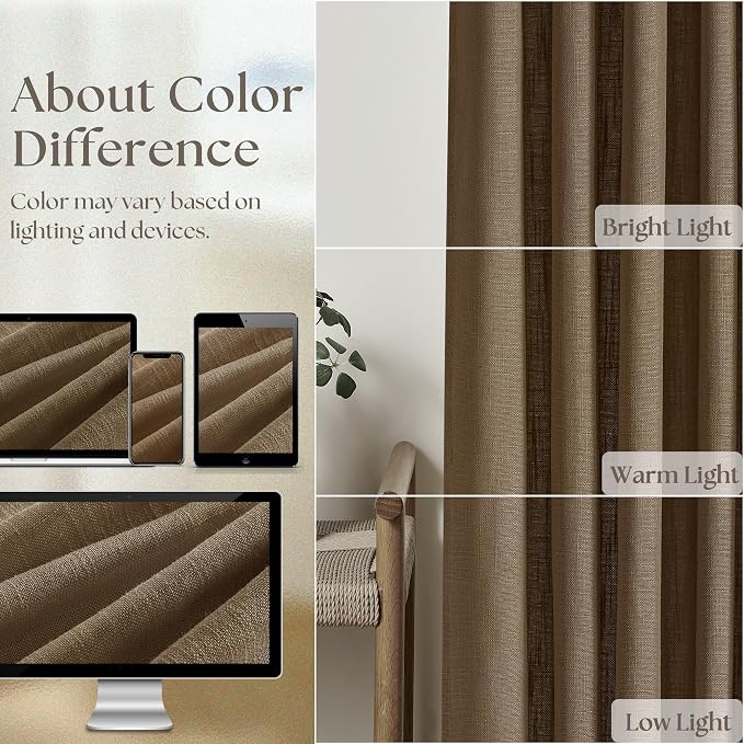 Dutch Cocoa Pinch Pleat Linen Curtains 90 Inches Long 60 Inch Wide 1 Panel | - Image 5