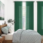 Dark Green Linen Curtains 102 Inches Long Rod Pocket Back Tab Drapes 2 Panels - Image 7