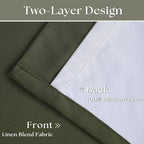 Olive Green Pleated Linen Blackout 102 Inch Curtains - Image 4
