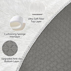 6x6 ft Tie Dye White Round Rug for Bedroom Room Fluffy Circle Rug Furry Carpet - Image 4