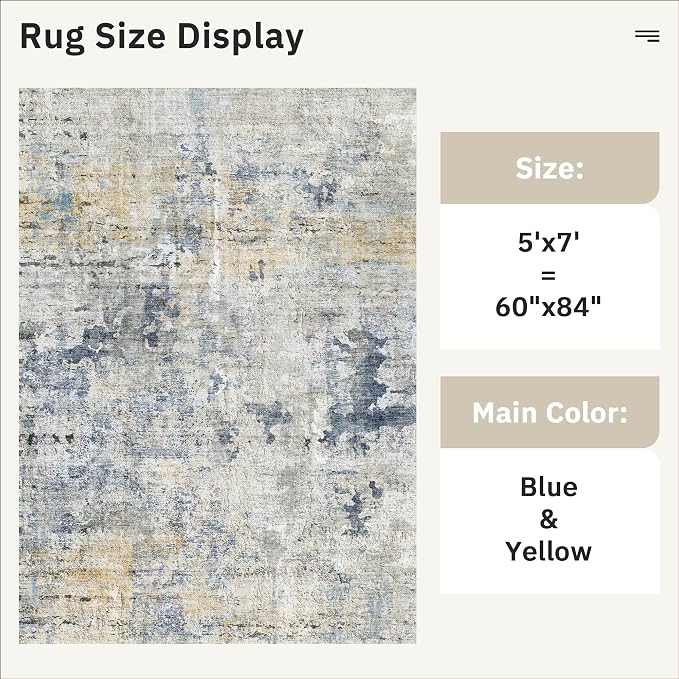 Soalmost Abstract Rug 5x7 Washable Area Rugs - Image 5