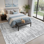 Soalmost 7x9 Area Rug for Living Room Washable Rugs Non-Slip Grey | Low-Pile - Image 3