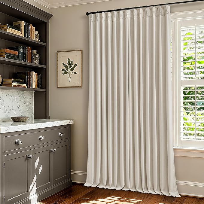 100% Blackout Linen 126 Inch Curtains 2 Panel Set by Twodrapes