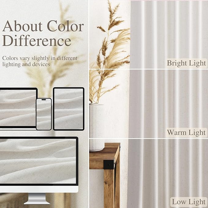 Natural Linen Curtains 102 Inches Long - Image 3