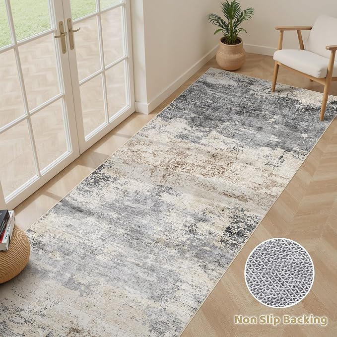 LOONGRUG Runner Rug 2x10 Washable Non-Slip Kitchen Neutral Modern Rug | - Image 3