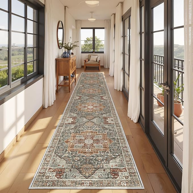 Hallway Runner Rug 2x12 Extra Long Washable Runner, Non Slip Runner by Restydon