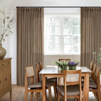92 Inch Memory Shaped Light Filtering Linen Pleat Brown Window Curtains | Dutch - Image 9