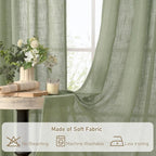 Sage Green Linen Sheer Curtains 54 Inch Length - Image 8
