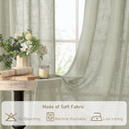 95 Inches Long Sage Grey Linen Curtains - Image 8