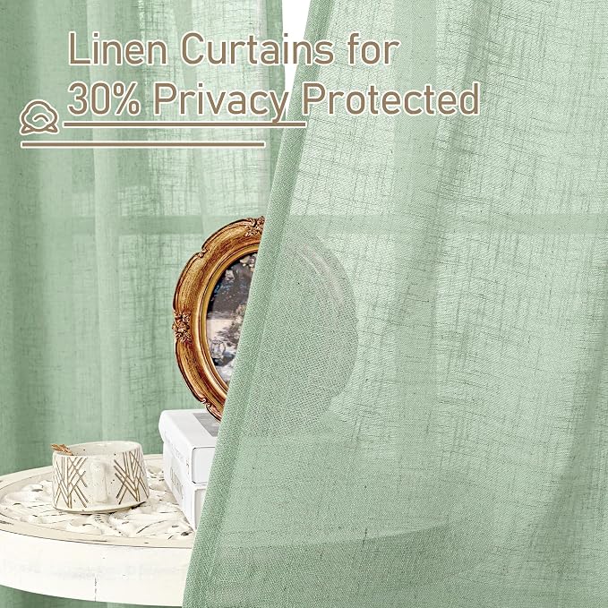 Fresh Green Linen Curtains 45 Inch Length - Image 5