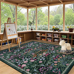 PLHXFR 6x9 Area Rug Living Room: Floral Washable Boho Carpet Dark Green | - Image 5