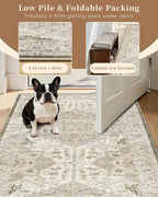 Madane Hallway Runner Rug 2x8 Washable Kitchen Rugs Non-Slip, Ivory/Brown | - Image 7