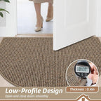 BEQHAUSE Dirt Trapper Door Mat 17" x 30" Half Circle Non Slip Rugs, Taupe | - Image 5
