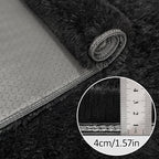 2x6 Bedside Area Rugs for Bedroom Soft Fluffy Shag Black Rug for Hallway - Image 5