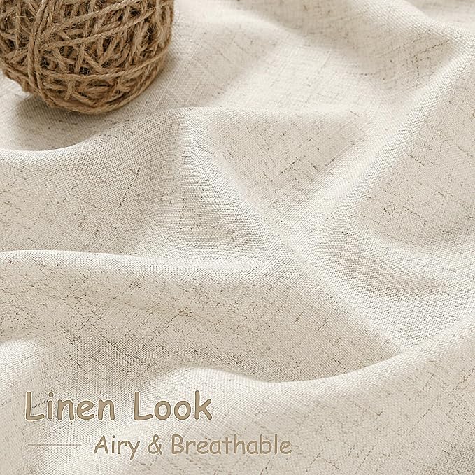 Warm Beige Linen Curtains 108 Inches Long - Image 3
