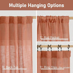 54 Inch Semi Sheer Window Linen Curtains, Light Filtering Panels | Faux Linen - Image 3