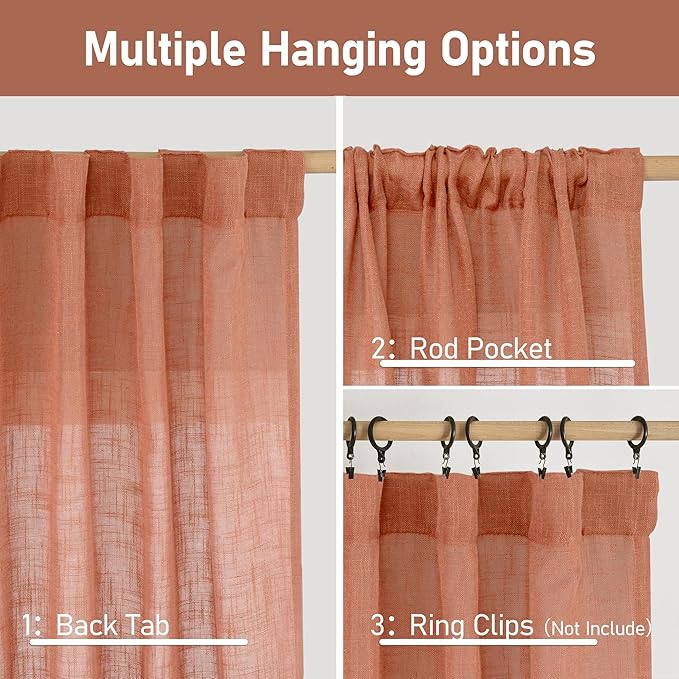 30 Inch Linen Kitchen Semi Sheer Curtains - Image 2