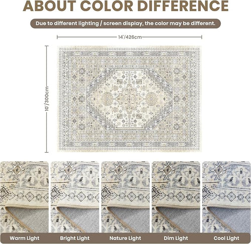 10x14 Area Rugs for Living Room, Large Washable Rug, Dining Room, Low Pile - Image 2