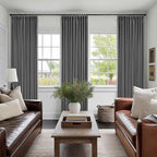 Dark Grey Pleated Thick Linen Blackout Curtains 90 Inches Long - Image 7