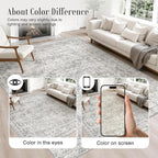 2.6x14 Washable Runner Rug:Modern Abstract Soft Carpet Black Grey | - Image 4