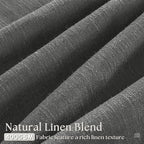 Charcoal Gray Linen Pinch Pleat Semi Sheer 120 Inch Curtains 2 Panels Set | - Image 3