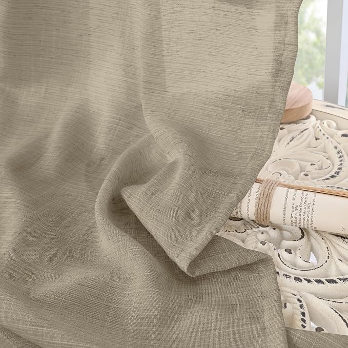 BGment Camel Linen Sheer Curtains 84 Inches Long - Image 9