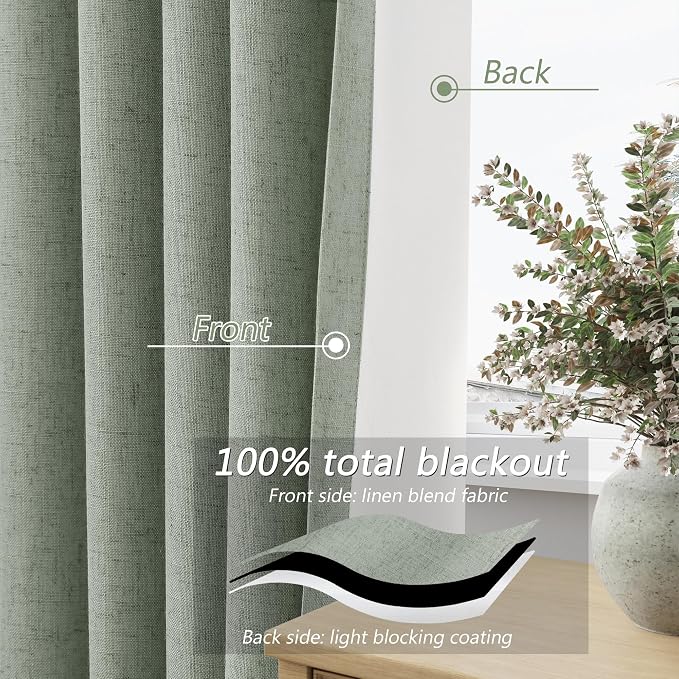 100% Blackout Curtains 90 Inch Length 2 Panels Set - Image 4