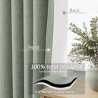 Desert Sage 100% Blackout Linen Curtains 72 Inch Length 2 Panels Set - Image 4
