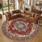 RELEANY Washable Area Rug, Round 10ft, Water Repellent, Pet Friendly, Vintage by RELEANY