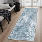 Soalmost Abstratc Runner Rug 2x6 Washable Kitchen Hallway Runners Blue/Grey | - Image 3