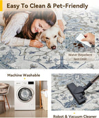RELEANY Washable Area Rug, Round 4ft, Water Repellent, Pet Friendly, Vintage - Image 4