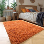 Amdrebio Burnt Orange Shag Furry Area Rug 5x8 - Image 3