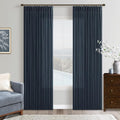 Blue Linen Pleated Light Filtering Sheer Curtains by Twodrapes