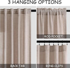 Oatmeal Linen 102 Inch Long Curtains - Image 3
