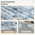 Soalmost 10x14 Area Rugs for Living Room Washable Rug Abstract Blue/Grey | - Image 6