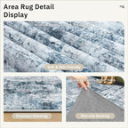 Soalmost Runner Rug 2'6"x8' Kitchen Hallway Runners Abstract Blue/Grey | - Image 6