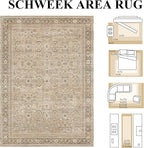 Schweek 6x9 Area Rug Khaki Washable Vintage Distressed Living Room Rugs | Non - Image 2