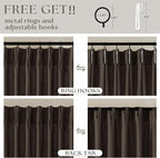 Dark Chocolate 90 Inch Pinch Pleated Semi Sheer Linen Curtains 2 Panels | - Image 5