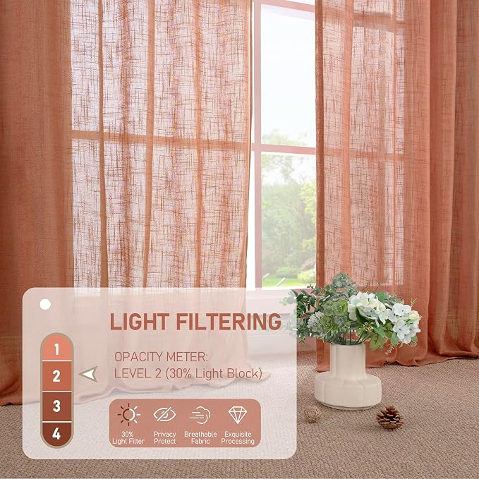 Light Filtering Linen Curtains 72 inches Long - Image 4