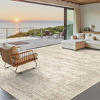 Soalmost 9x12 Area Rugs for Living Room Washable Rug Non-Slip Beige | Large - Image 3